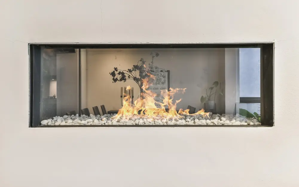 electric fireplace in room