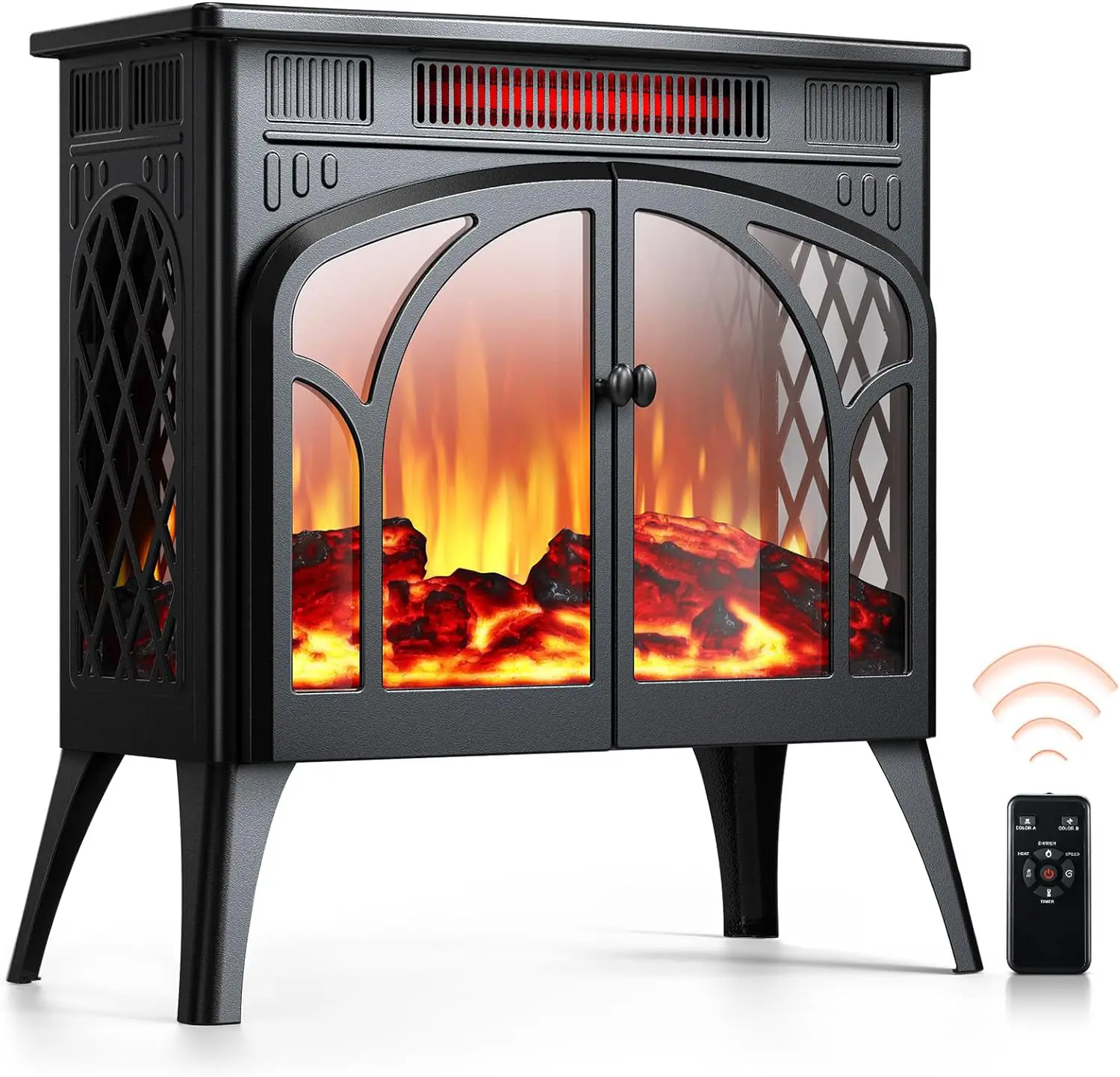 Rintuf Electric Fireplace Heater, 1500W Infrared Fireplace Stove