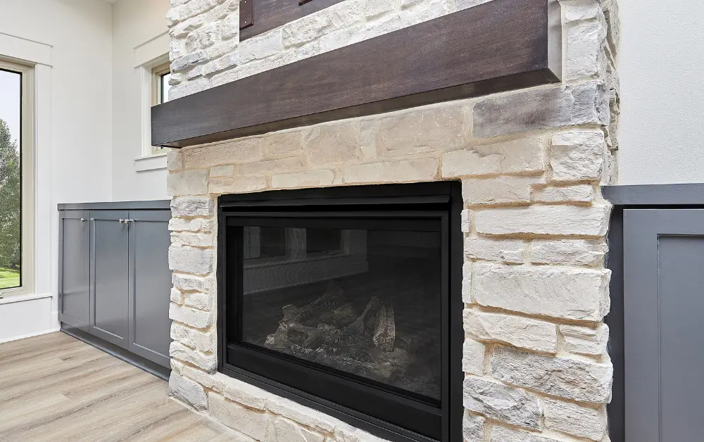 Glass-fronted gas fireplaces