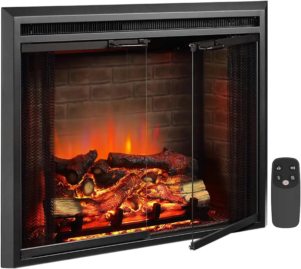 PuraFlame Klaus Electric Fireplace Insert with Fire Crackling Sound