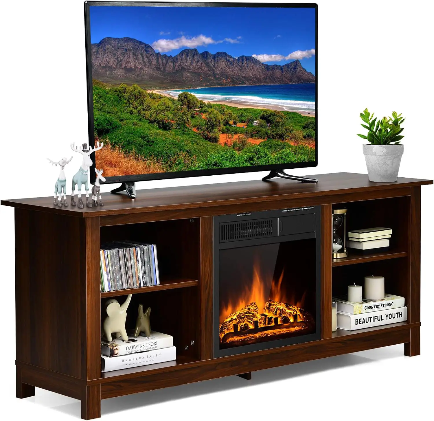 Tangkula Fireplace TV Stand for TVs up to 65 Inches,