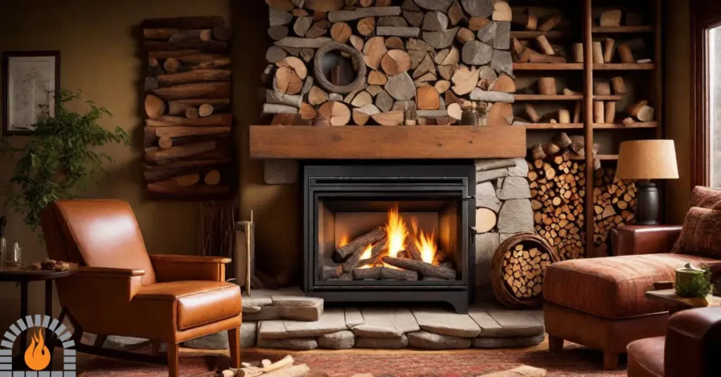 burning woods in gas fireplace