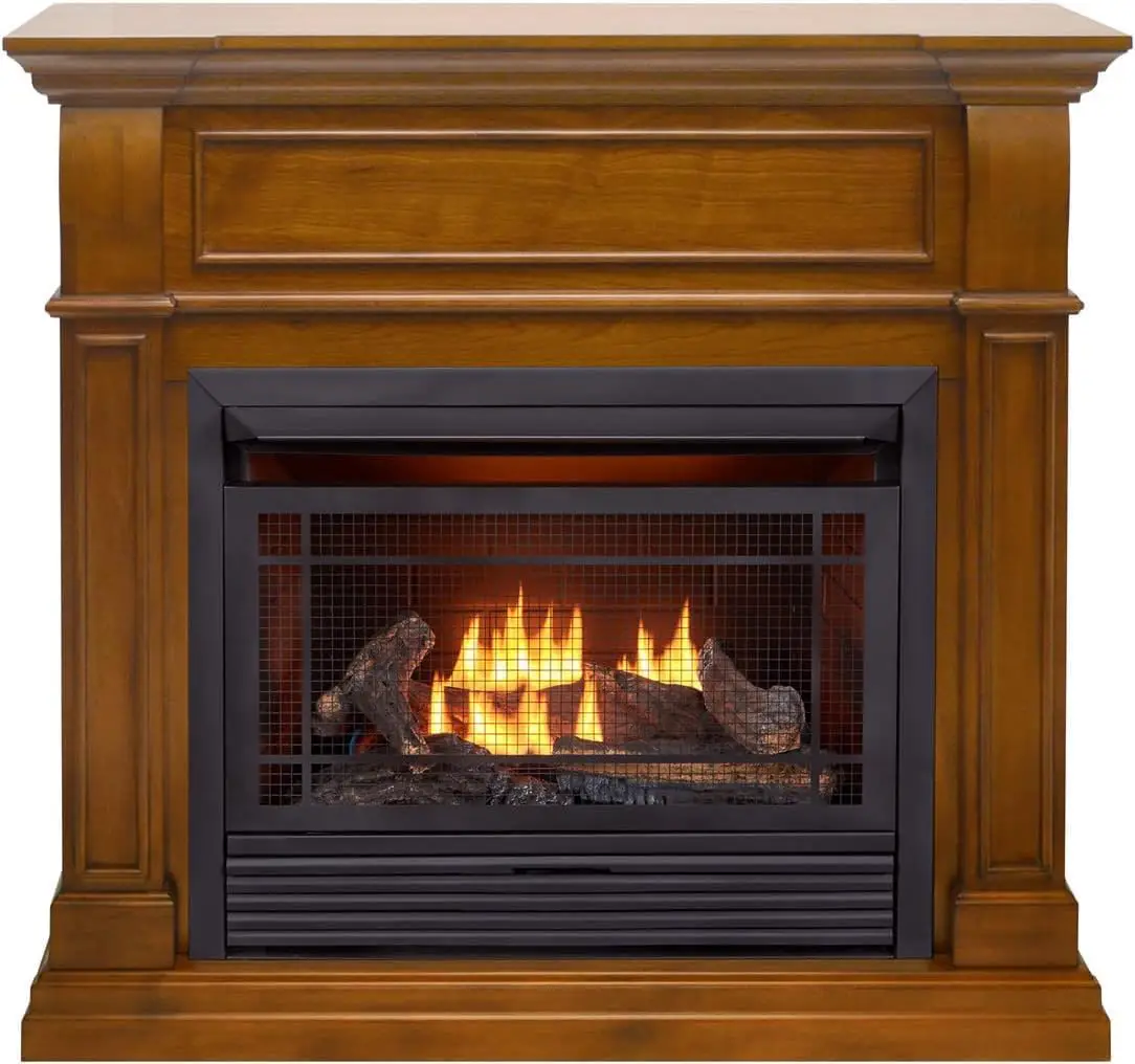 Duluth Forge Small Size Dual Fuel Ventless Gas Fireplace with Mantle