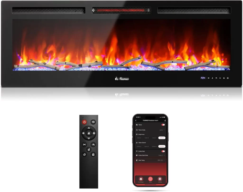 TURBRO Smart WiFi Electric Fireplace with Sound Crackling