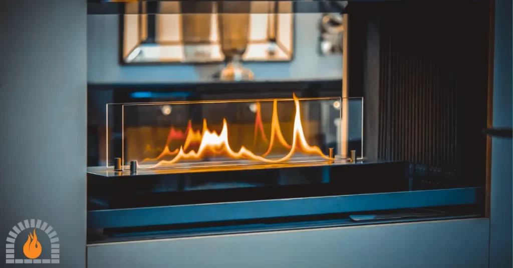 Orange Flame on a Gas Fireplace 