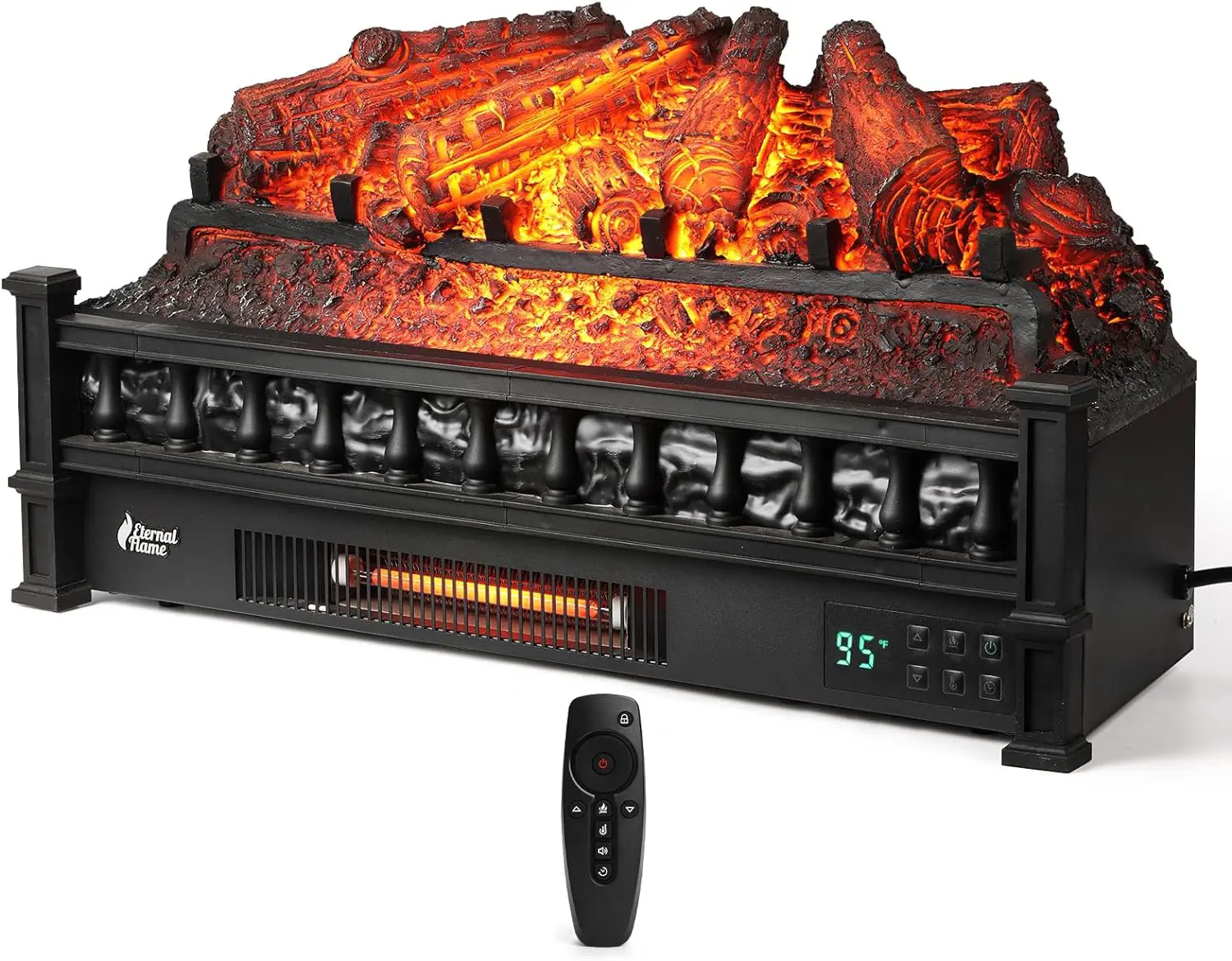 TURBRO Eternal Flame Infrared Quartz Electric Fireplace Logs