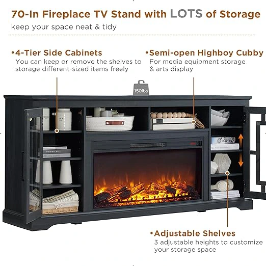 JXQTLINGMU Electric Fireplace Cabinet & TV Stand