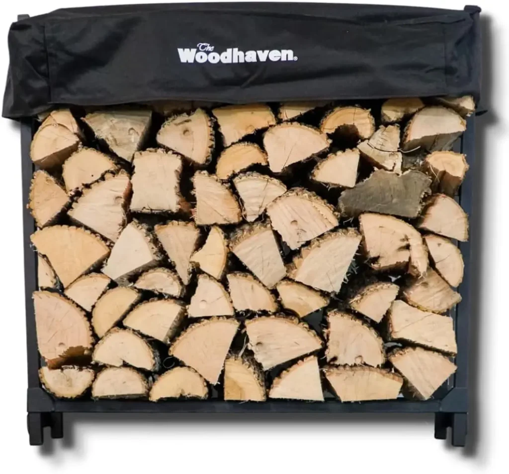 3 Foot Woodhaven Firewood Rack Metal Log Holder.