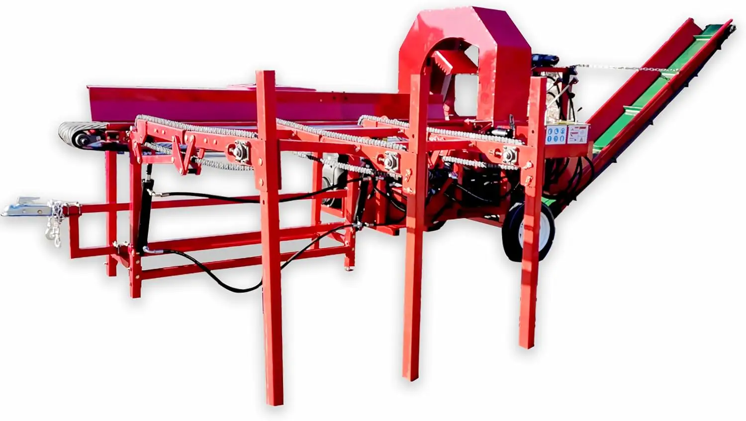 YIHUITONG 45 ton 19.6 inch firewood processor with trailer hitch safety.