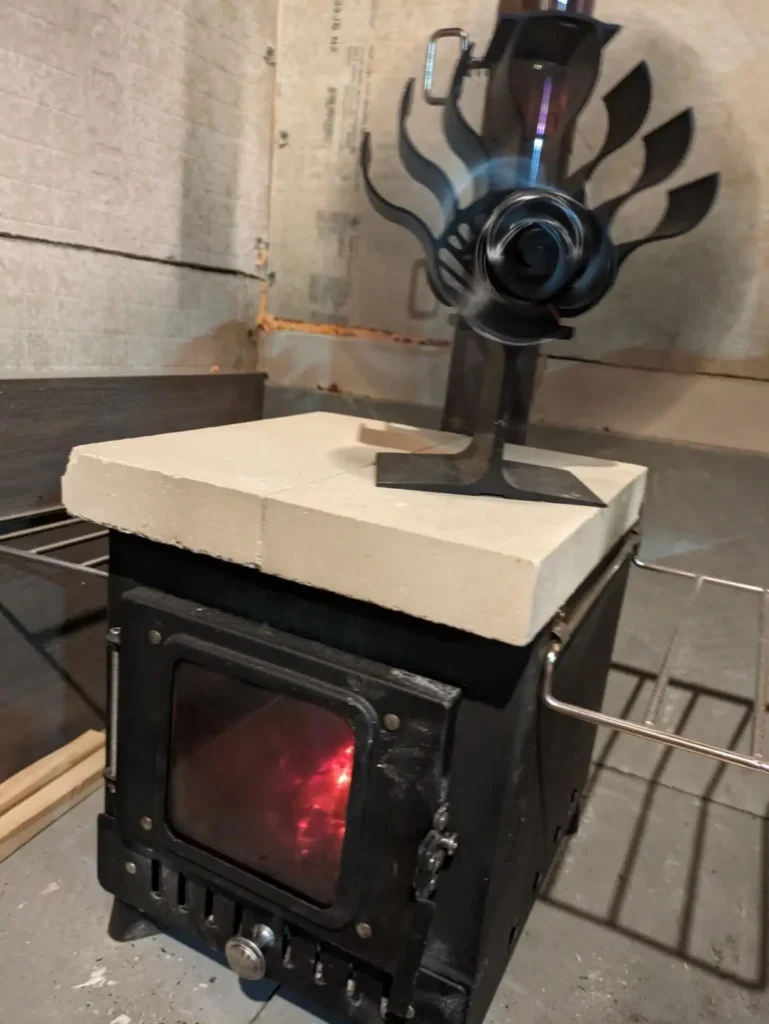 black wood stove