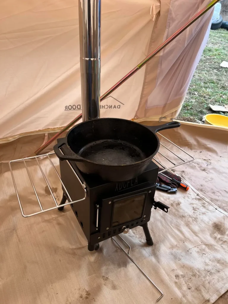 wood stove with pipe