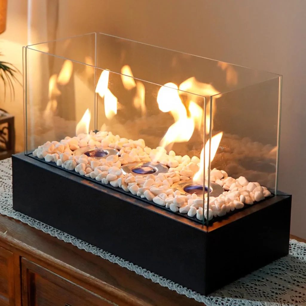 JHY Rectangular Tabletop Bio Ethanol Ventless Fireplace