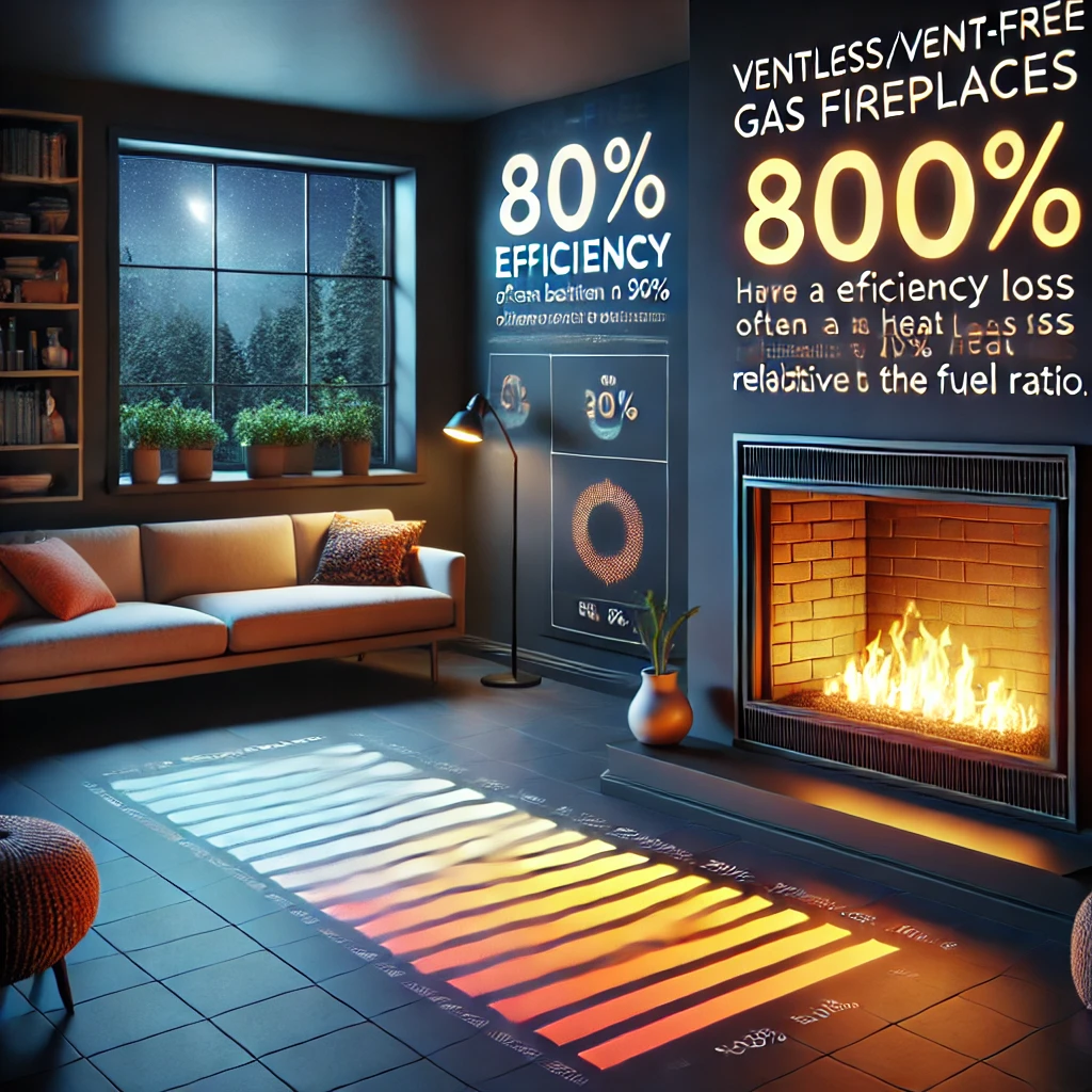 Ventless (Vent-Free) Gas Fireplaces Efficiency 