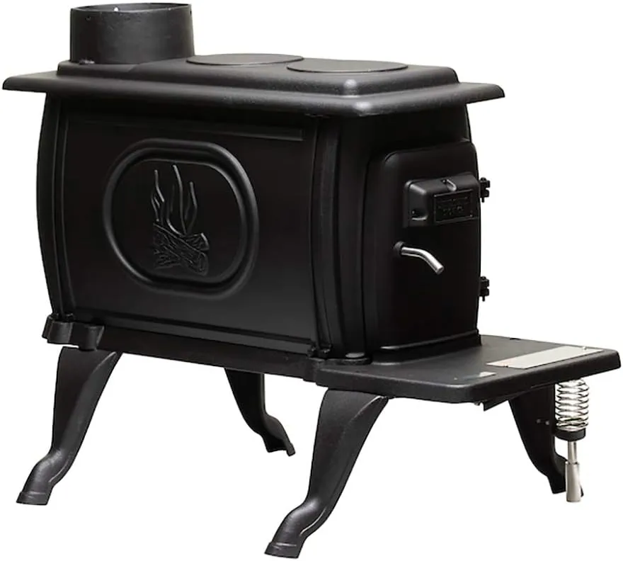 US Rustic 900 Square Foot Clean Cast Iron Log Burning Wood Stove