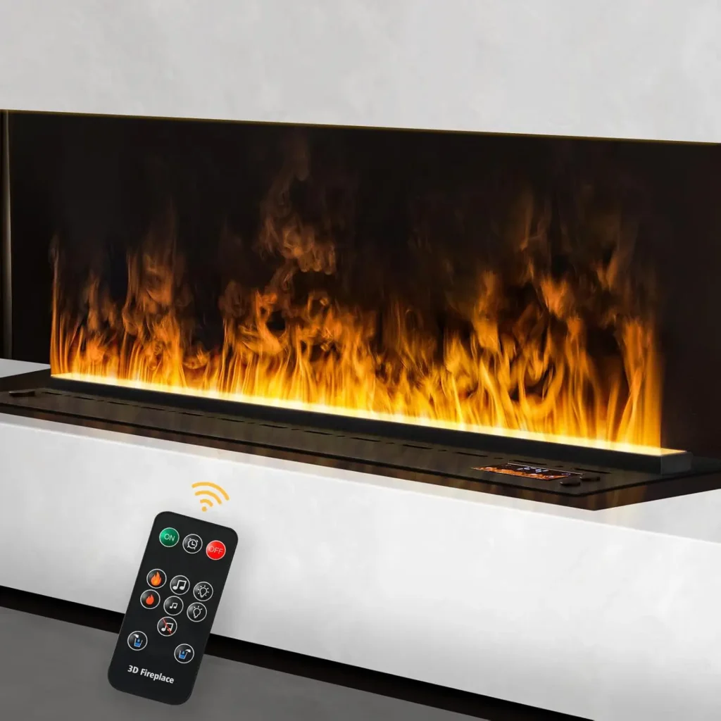 3D Atomized Flame Recessed Electric Steam Fireplace with Remote Control