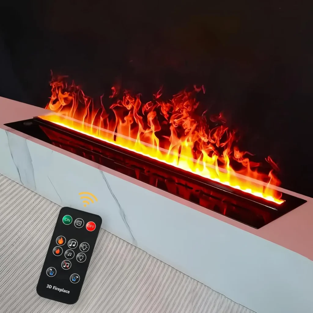 3D Water Vapor Electric Fireplace with Realistic Flame & Remote Control