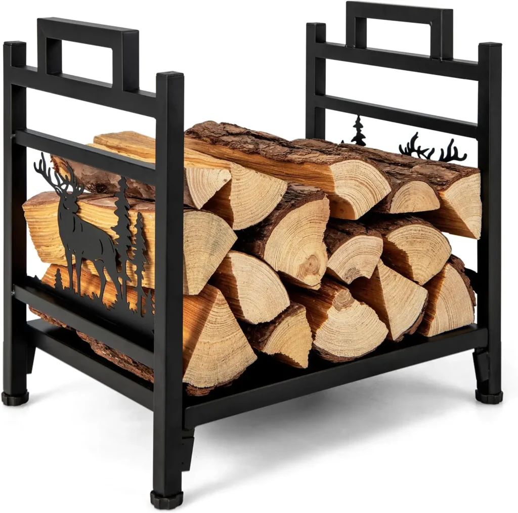 Goplus Heavy Duty Wood Made Indoor Firewood Holder