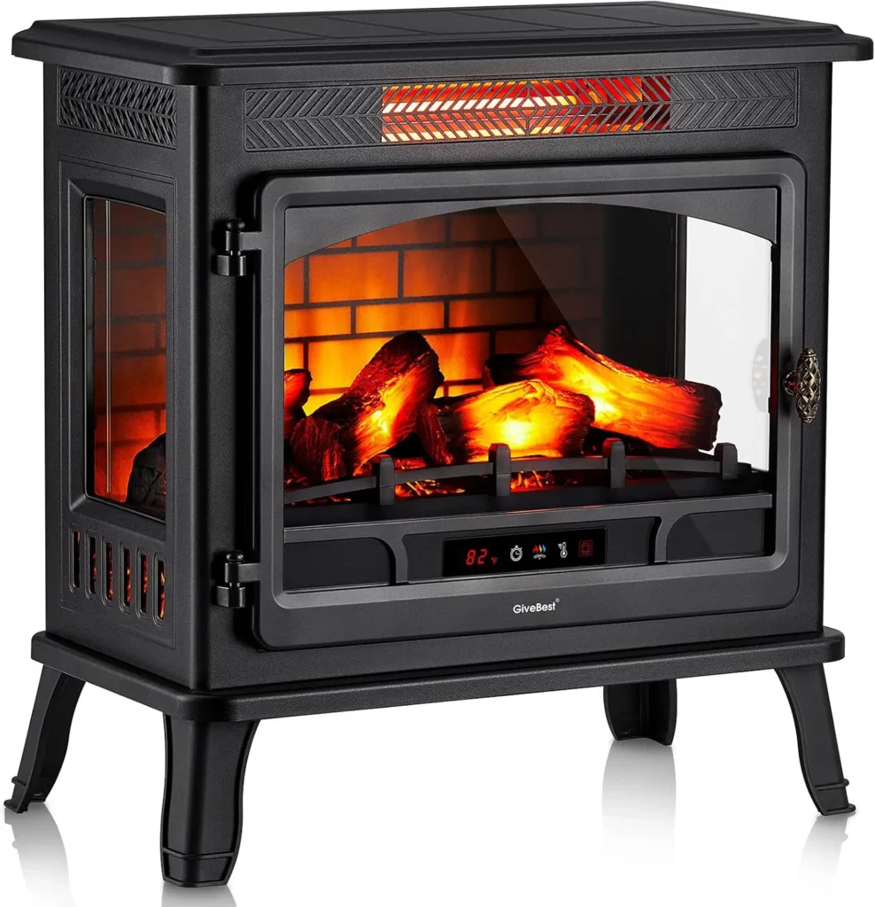 Infrared Electric Fireplace Heater with 3D Flame Effect