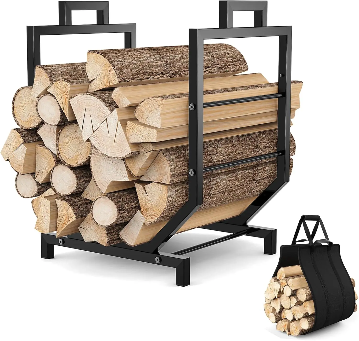 Kcysta Firewood Indoor Firewood Holder with Firewood Carrier