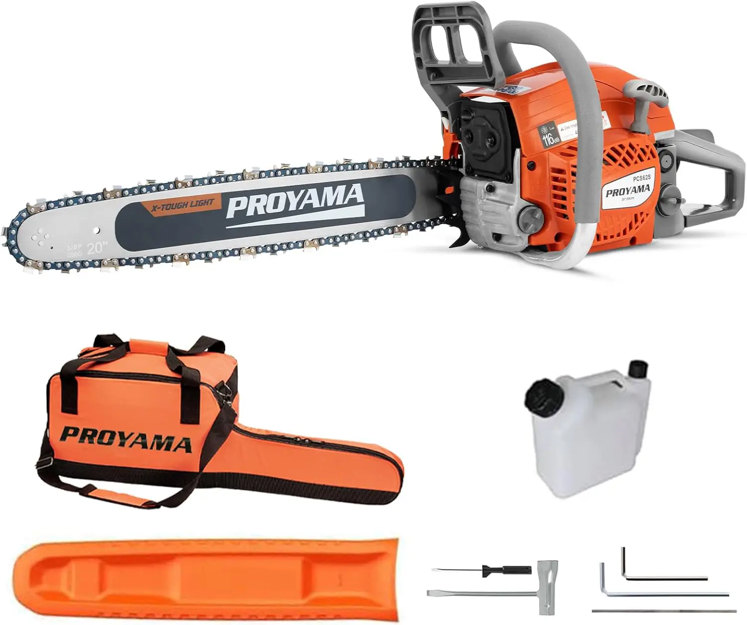 PROYAMA Gas Powered 20 Inch 2-Cycle Petrol Handheld Cordless Chain Saw