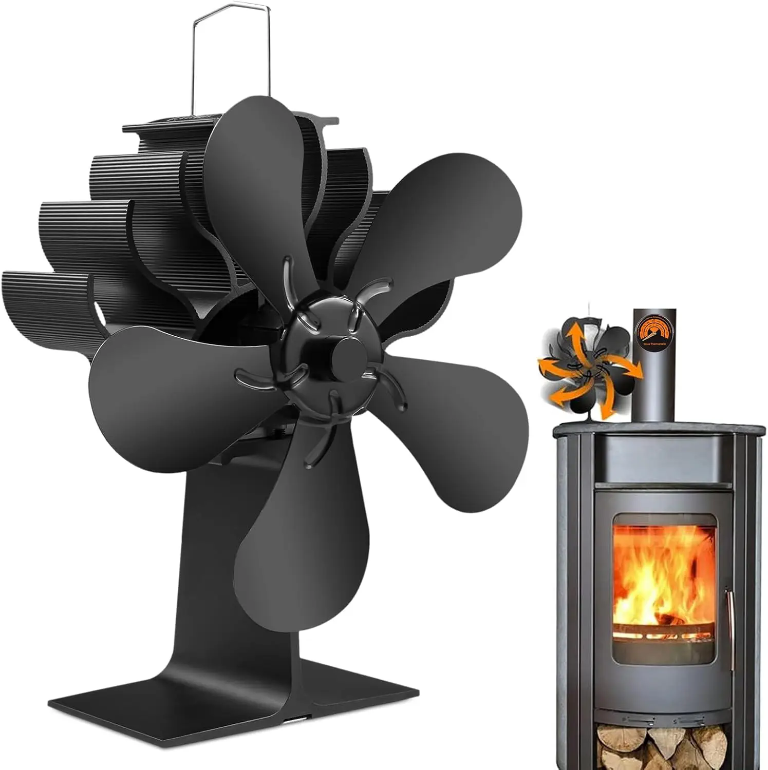 PYBBO 5 Blades Wood Burner Eco Fan