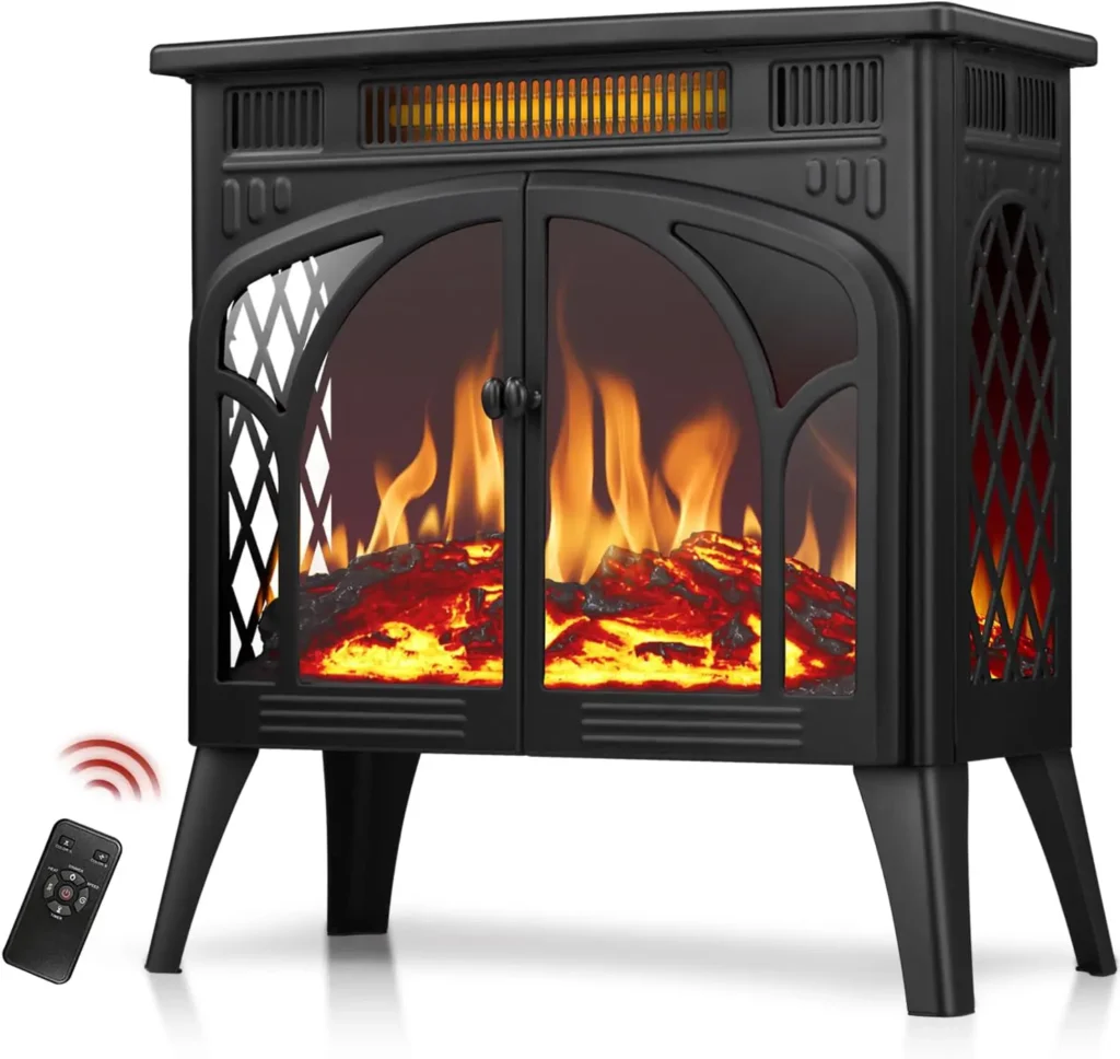 R.W.FLAME 25" Electric Fireplace Heater with Different Flame Effects