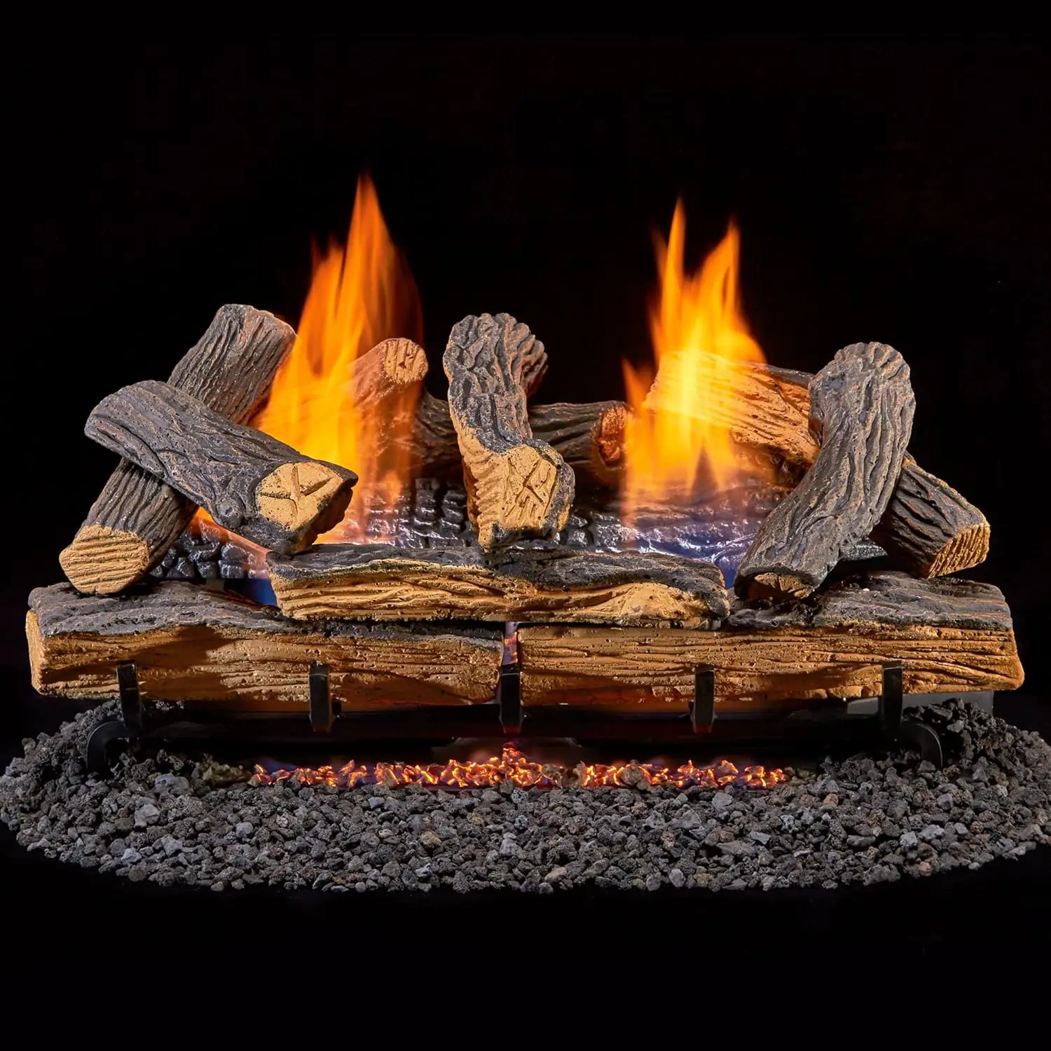 Duluth Forge Dual Fuel Ventless Gas Fireplace Logs with Remote Control