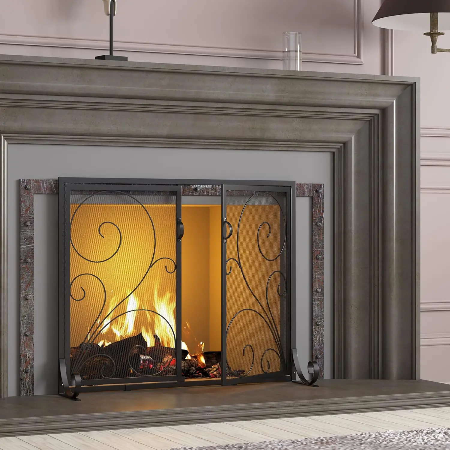 Fire Beauty Fireplace Screen with Doors