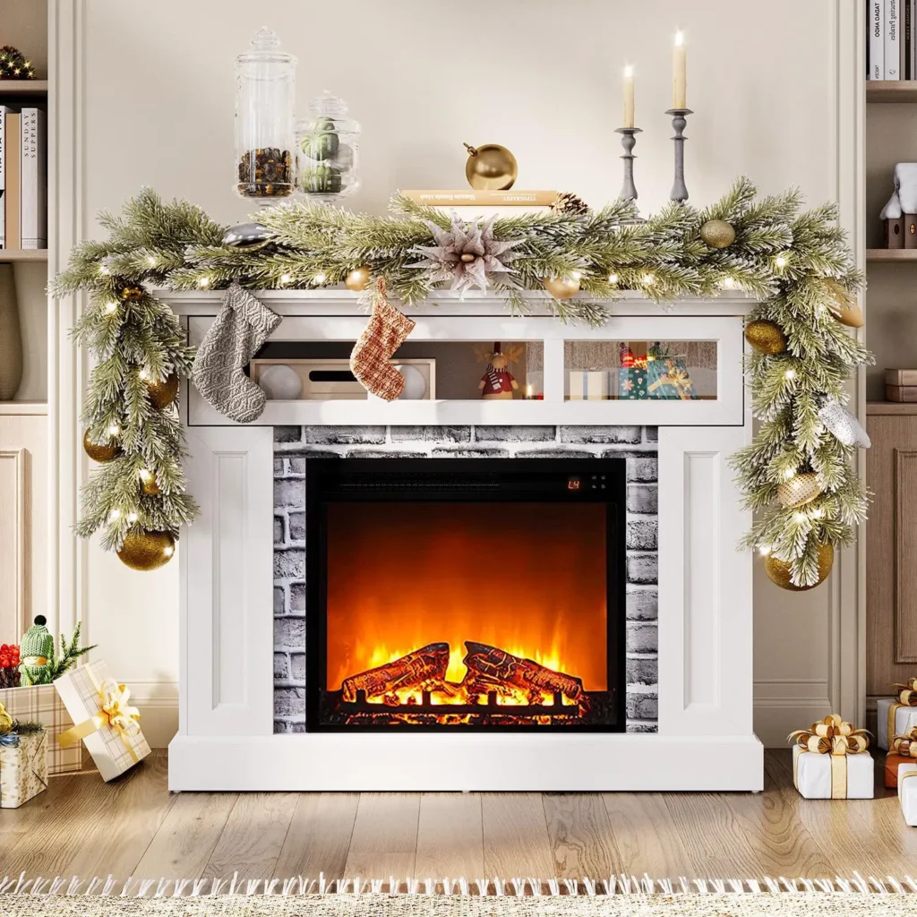 LINSY HOME Electric Fireplace Mantel with Remote Control