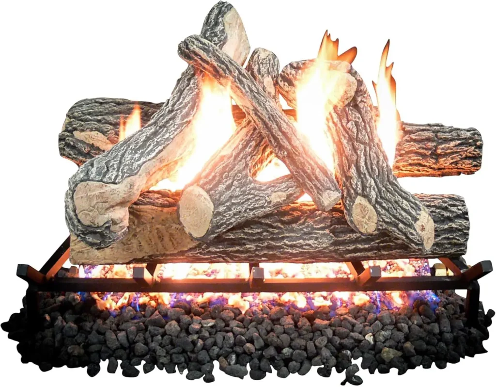 Premium Vented Fireplace Gas Logs with Great Oak Design