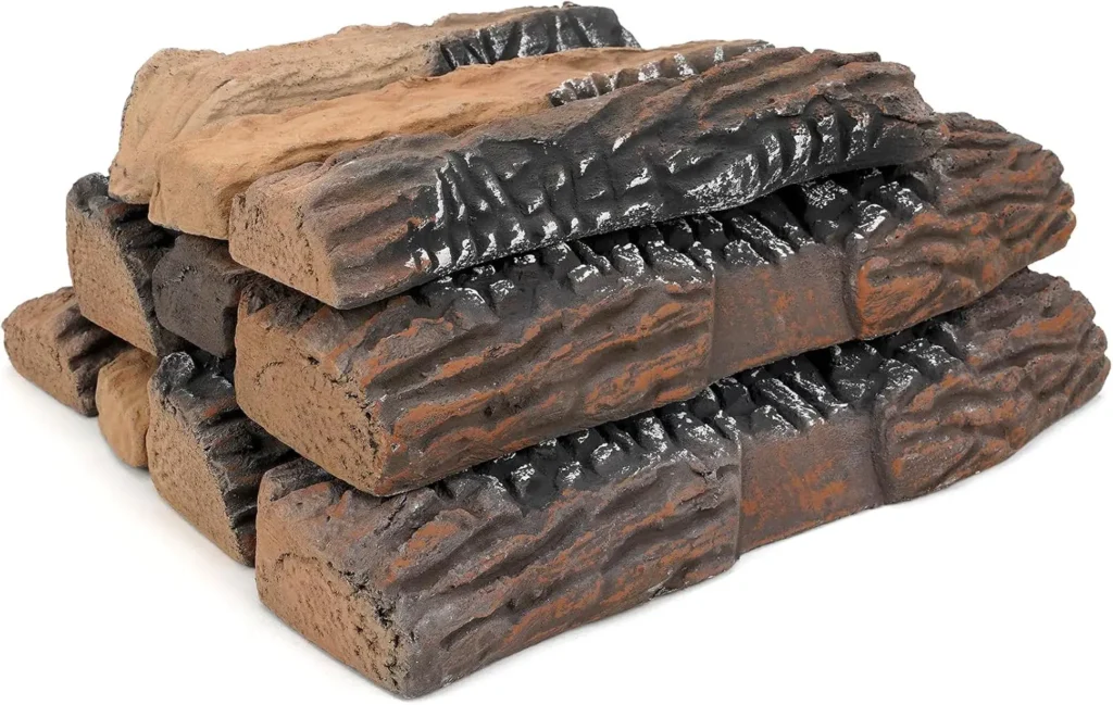 Stanbroil Large Ceramic 10-Piece Ventless Gas Fireplace Logs