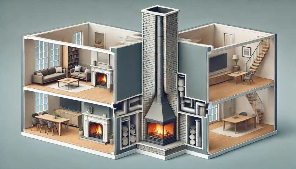 Install Two Fireplaces on one chimney