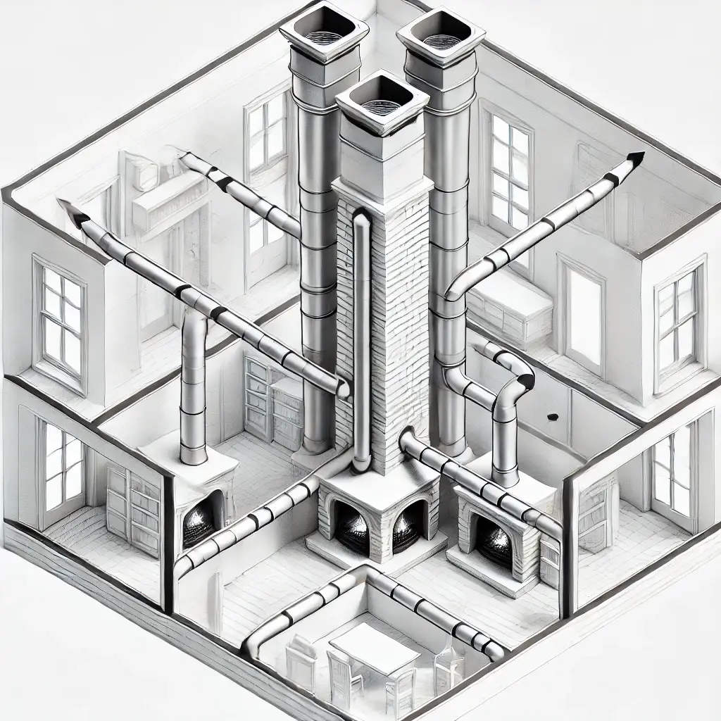 Install Two Fireplaces on one chimney