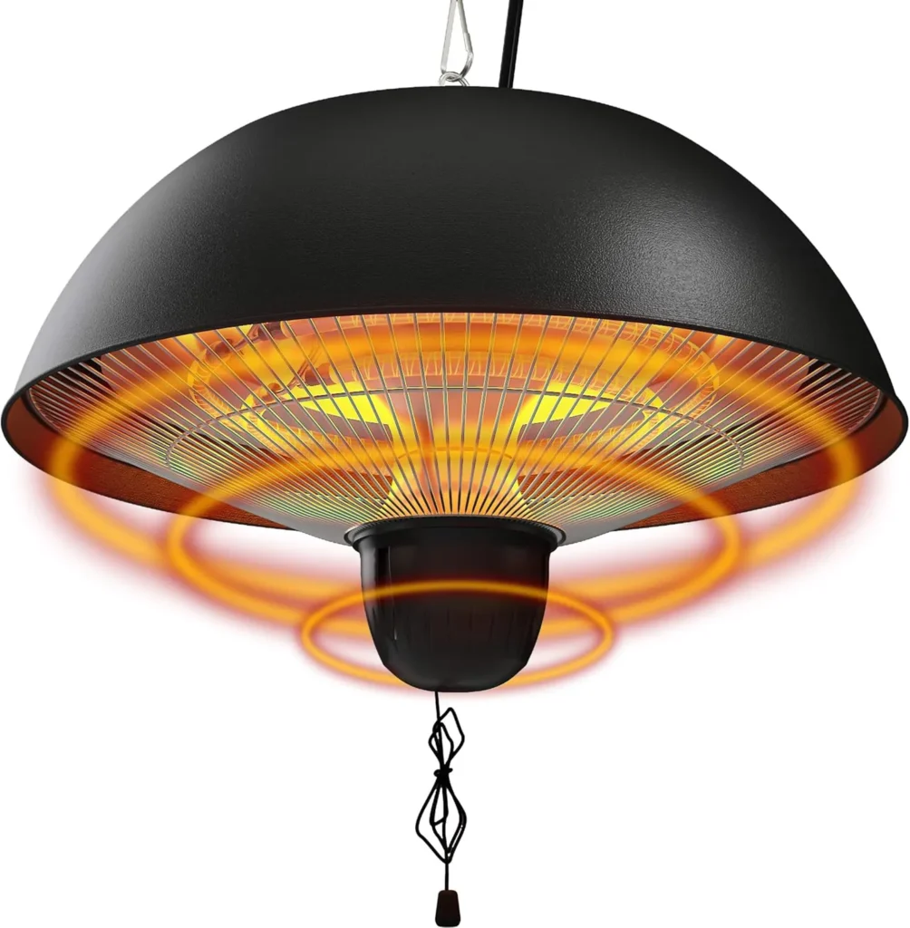 Electric Infrared Hanging Patio Heater with 3 Adjustable Modes 600W/900W/1500W.