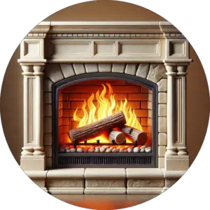 wood burning fireplace