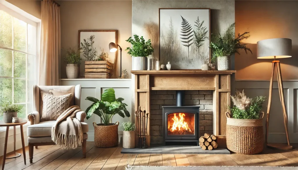 wood fireplace decoration