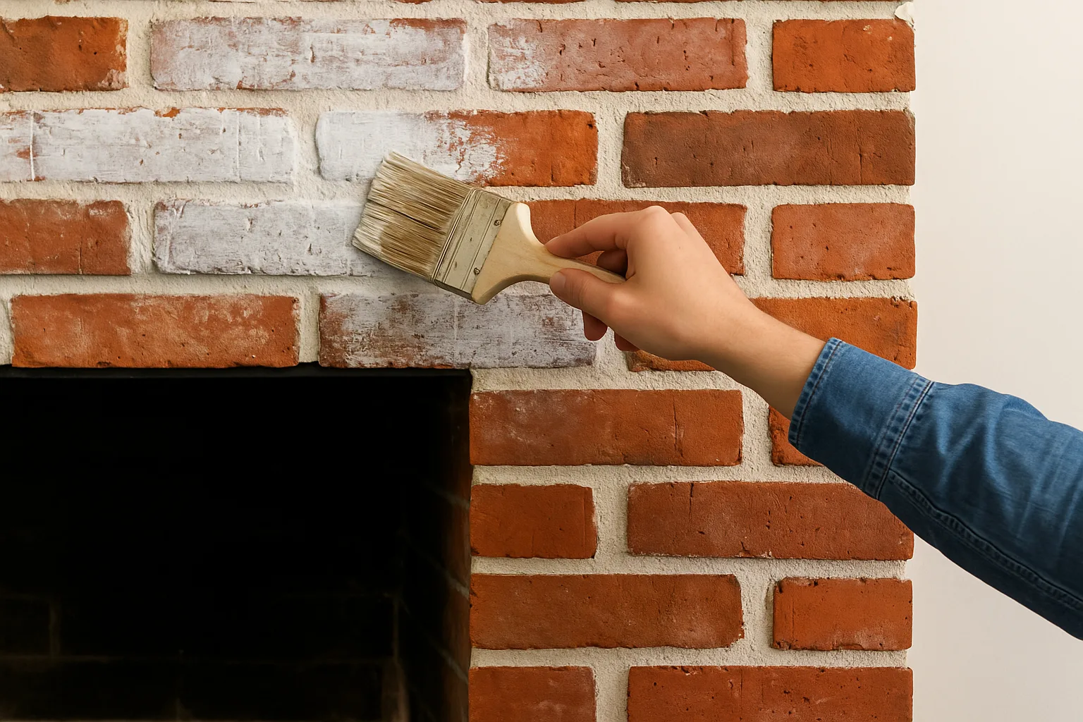 Whitewashing Brick Fireplace