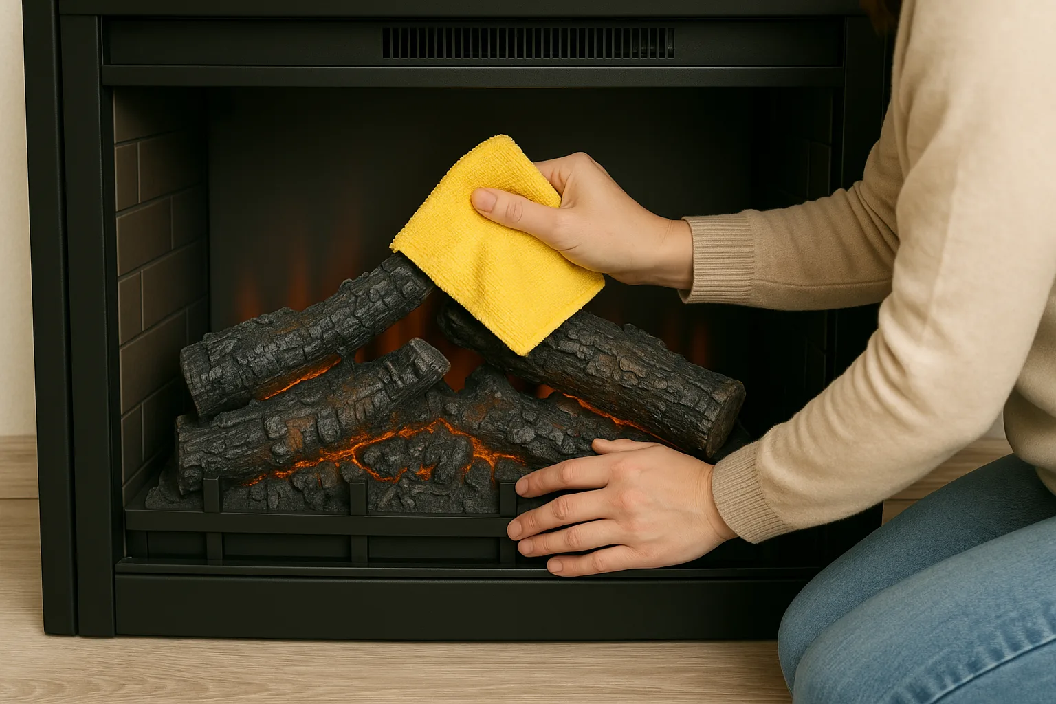 Best way to clean faux logs in electric fireplace inserts