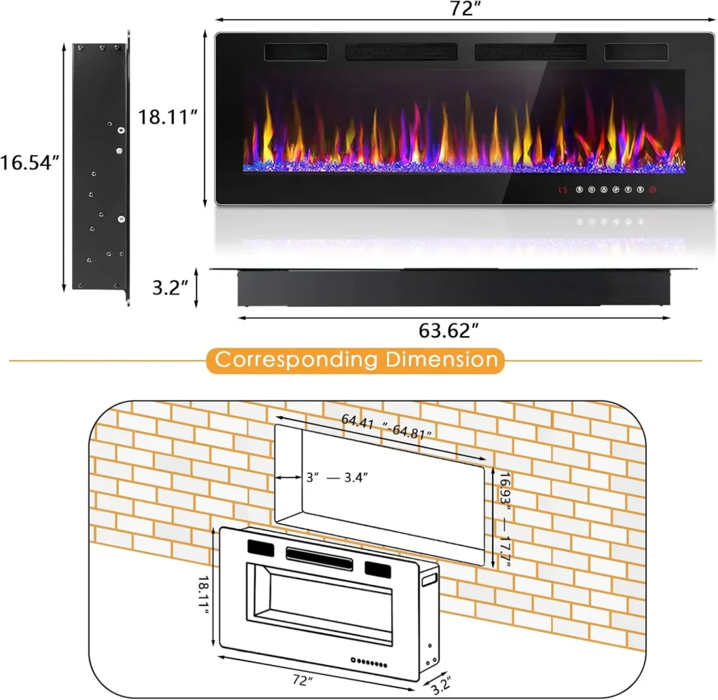 72 Inch Electric Fireplace