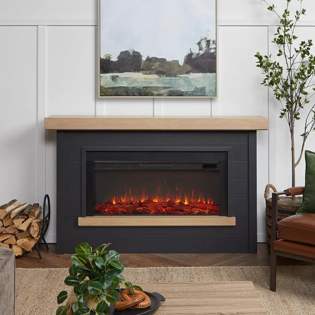 Electric shiplap fireplace